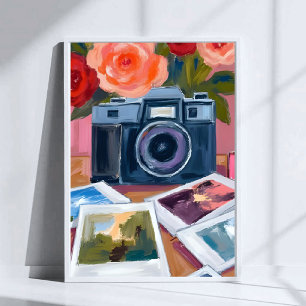 Affiche Photos d'appareil photo rétro Peinture aquarelle n