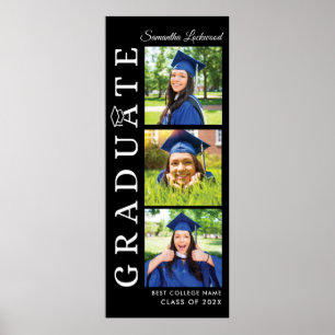 Affiche Photos de Graduation noir et blanc Grad 2024