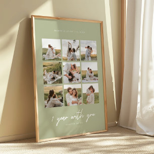 Affiche Photos de mariage vert sauge modernes pour le 1er 