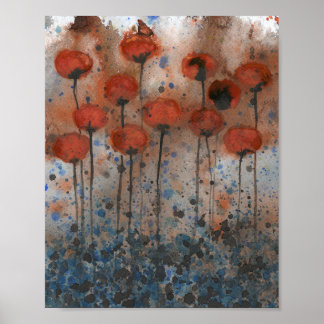 Affiche Photos d'Orange et de Marine, Fleurs d'Aquarelle