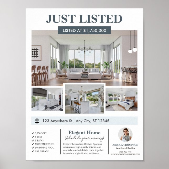 Affiche Photos Immobilier Nouvelle Maison Liste Modifiable (Devant)
