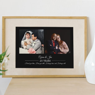 Affiche Photos Maintenant et Alors Texte Argent Anniversai