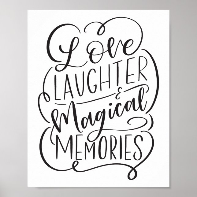 Affiche Phrase de typographie | Amour Rire Souvenirs Magiq (Devant)