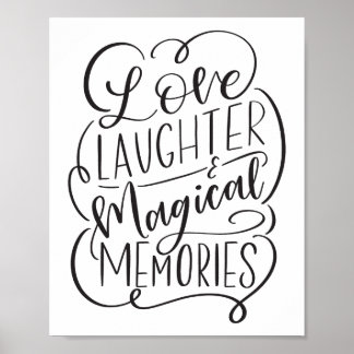 Affiche Phrase de typographie | Amour Rires Souvenirs Magi