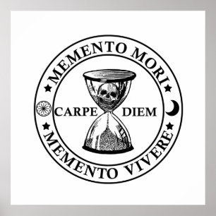 Affiche Phrase latin - Memento Mori Memento Vivere