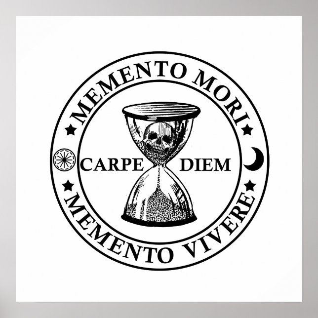 Affiche Phrase latin - Memento Mori Memento Vivere (Devant)