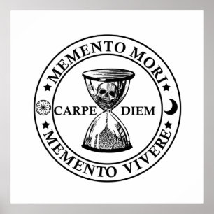 Affiche Phrase latin - Memento Mori Memento Vivere
