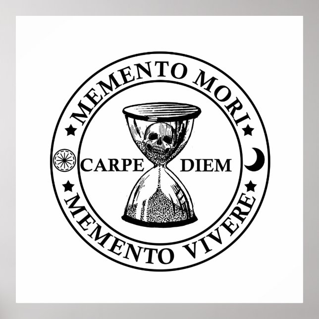 Affiche Phrase latin - Memento Mori Memento Vivere (Devant)