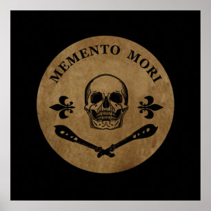 Affiche Phrase latin - Saisir le Jour - Crâne Memento Mori