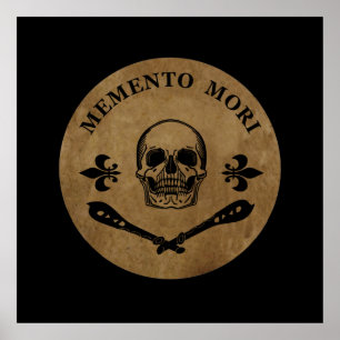 Affiche Phrase latin - Saisir le Jour - Crâne Memento Mori
