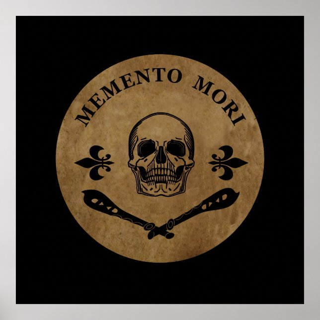 Affiche Phrase latin - Saisir le Jour - Crâne Memento Mori (Devant)