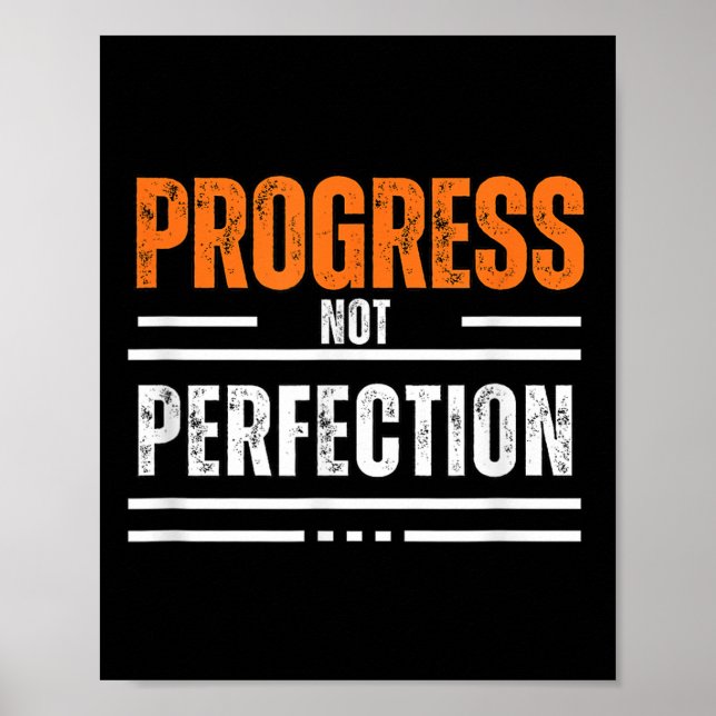 Affiche Phrase motivante vintage progrès pas perfection (Devant)