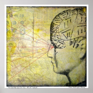 Affiche Phréologie crâne 3 oeil Vintage