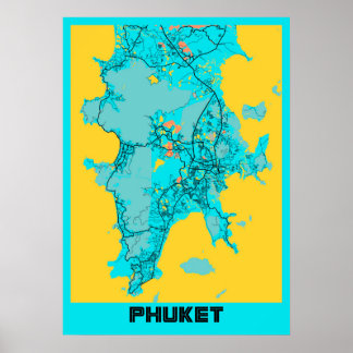 Affiche Phuket - Carte de la ville de Thaïlande Gloria