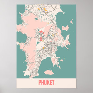 Affiche Phuket - Carte de la ville de Thalk