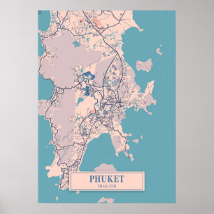 Affiche Phuket - Thaïlande Breezy City Map