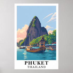 Affiche Phuket Thaïlande Île Tropicale Vintage Art de Voya