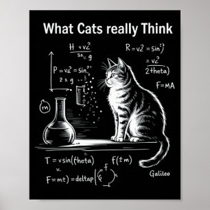 Affiche Physique de chat drôle Humour Design Ce que les ch