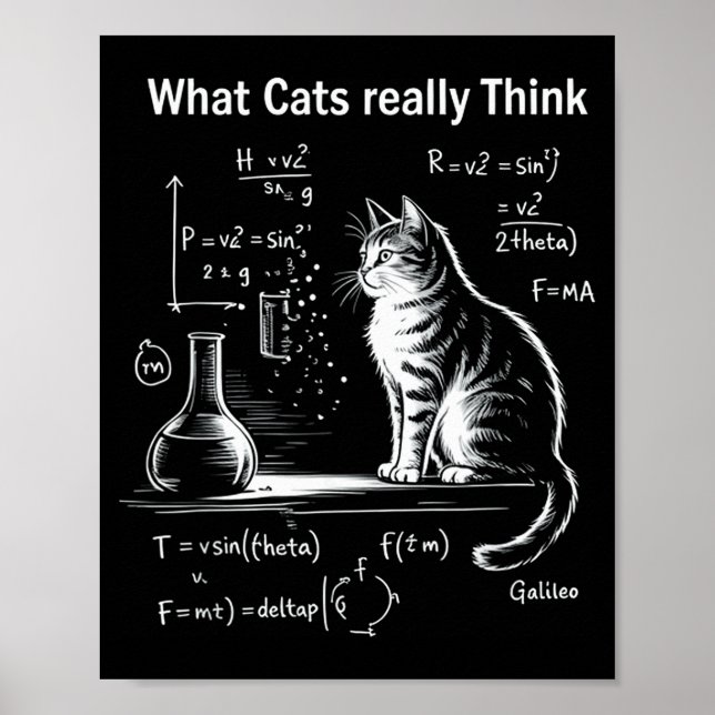 Affiche Physique de chat drôle Humour Design Ce que les ch (Devant)