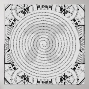 Affiche Pi dans une spirale à 2210 chiffres dans l'affiche