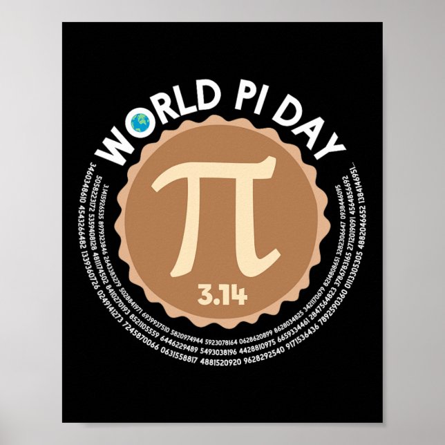 Affiche Pi Day - 3.14 Mars 14 - Math Geometry Nerd - Pie (Devant)