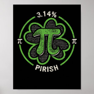 Affiche Pi Day 3.14 % Pirish Vintage irlandais Shamrock St
