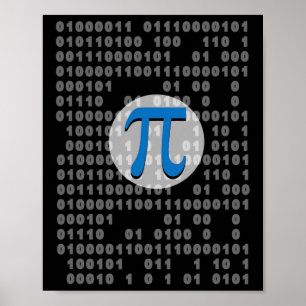 Affiche Pi Day Ascii Binary Code 3.14 Pi Symbole math Nerd