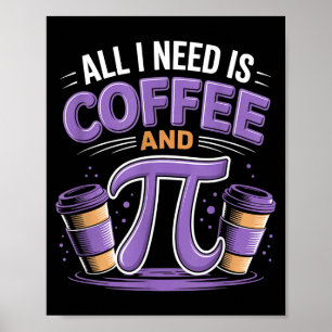 Affiche Pi Day Live Tout ce dont j'ai besoin est Café Et P