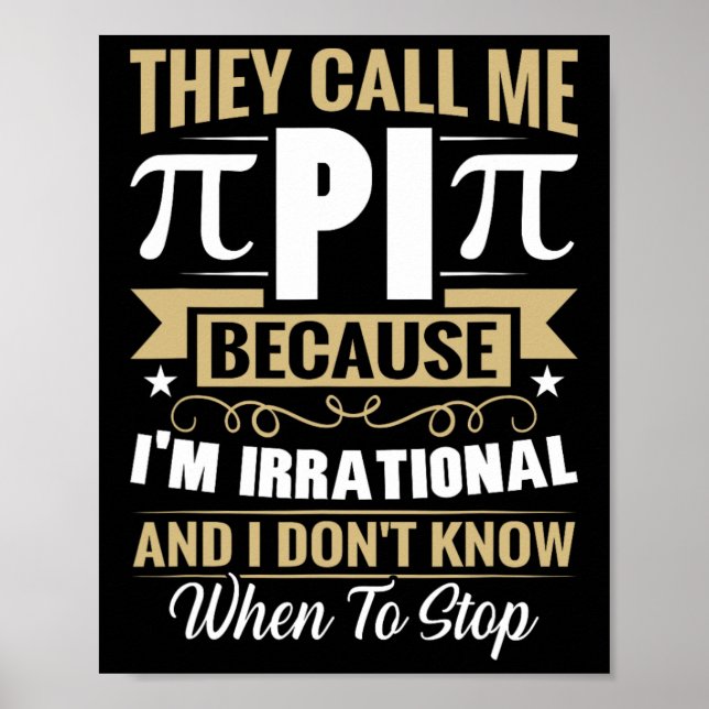 Affiche Pi Day Math Nerd - Appelez-moi Pi Irrationnel Ne s (Devant)