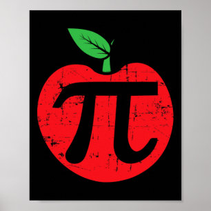 Affiche Pi Day Pomme Pie Pun 3.14 Mignonne Apprenti Math