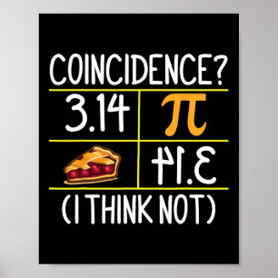 Affiche Pi équivaut à la coïncidence de tarte Je ne pense