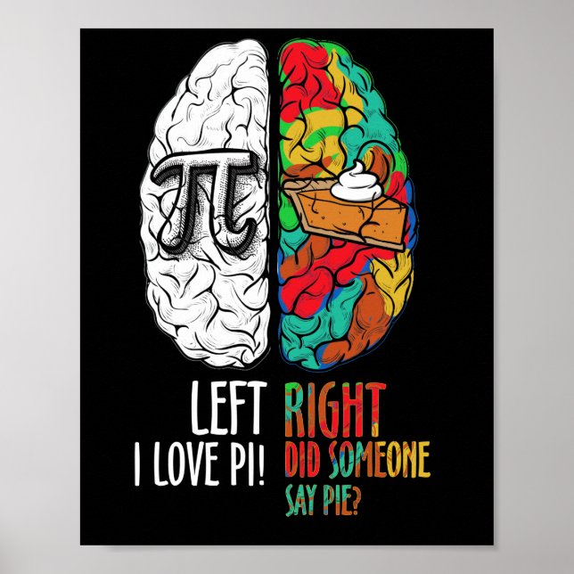 Affiche Pi Jour Gauche Vs Cerveau Droite Pie Chemise Math  (Devant)