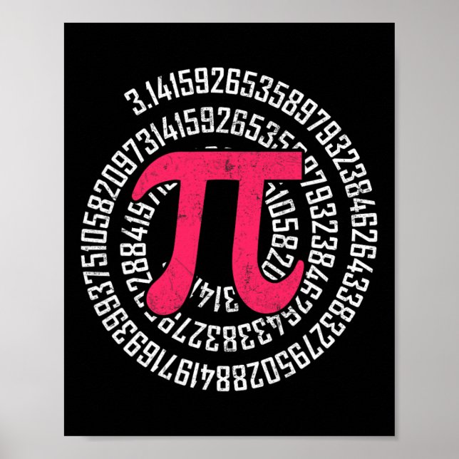 Affiche Pi Jour Math Geek Nerd 3.1415 Numéro Irrationnel P (Devant)