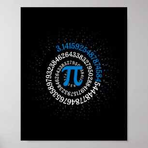 Affiche Pi Jour Math Geek Nerd 3.1415 Numéro Irrationnel P