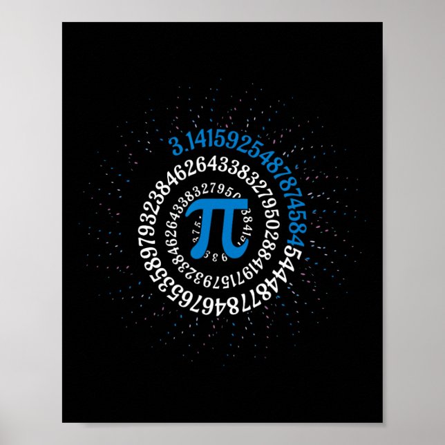 Affiche Pi Jour Math Geek Nerd 3.1415 Numéro Irrationnel P (Devant)