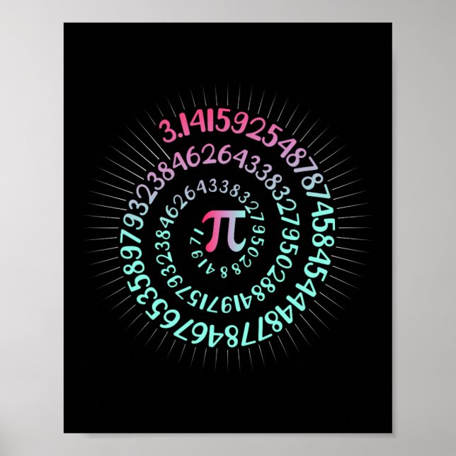 Affiche Pi Jour Math Geek Nerd 3.1415 Numéro Irrationnel P (Devant)