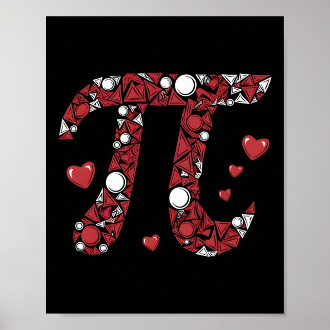 Affiche Pi Math Lover Enseignant Valentines Coeurs de jour (Devant)
