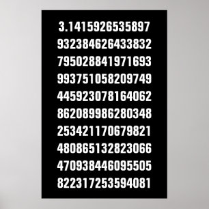 Affiche Pi mathématique blanc sur fond noir