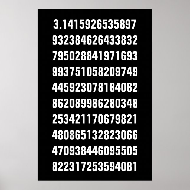Affiche Pi mathématique blanc sur fond noir (Devant)