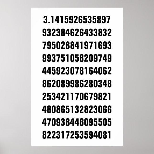 Affiche Pi Mathématique Noir sur Fond Blanc (Devant)