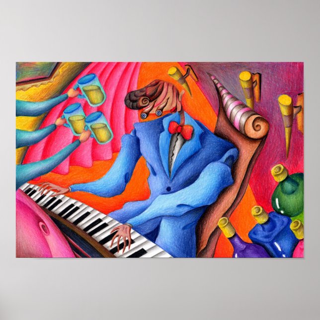 Affiche Pianiste de jazz. (Devant)