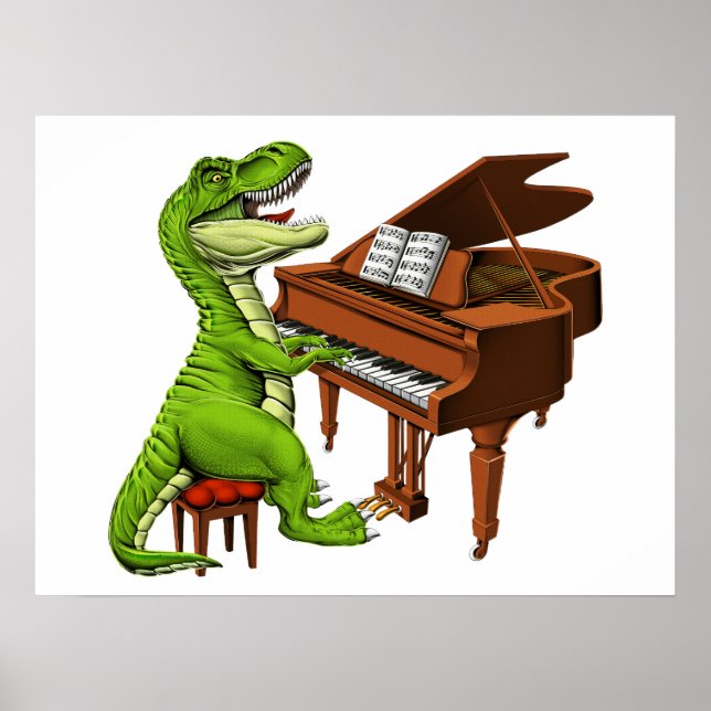Affiche Pianiste T-Rex Dinosaur (Devant)