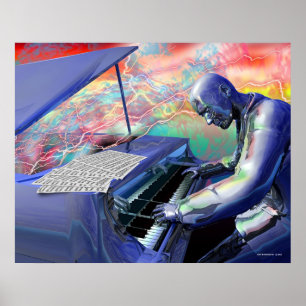 Affiche Piano bleu