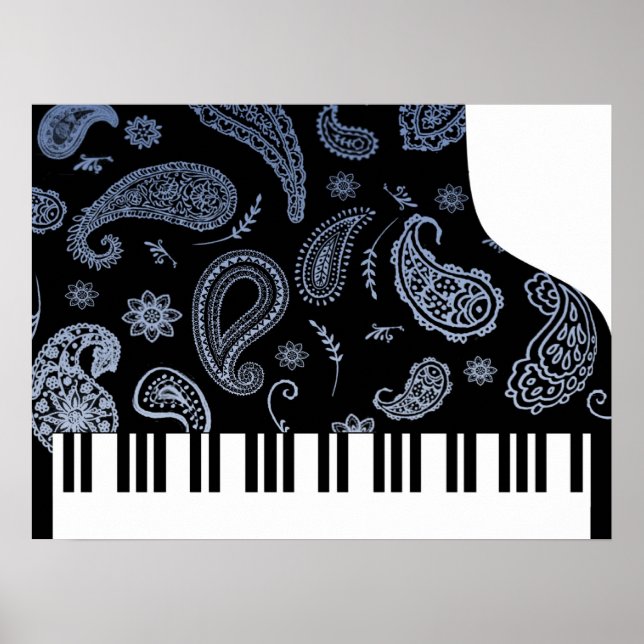 Affiche Piano Blue Paisley (Devant)