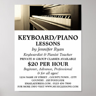 Affiche Piano Classique, Clavier, Cours de Piano
