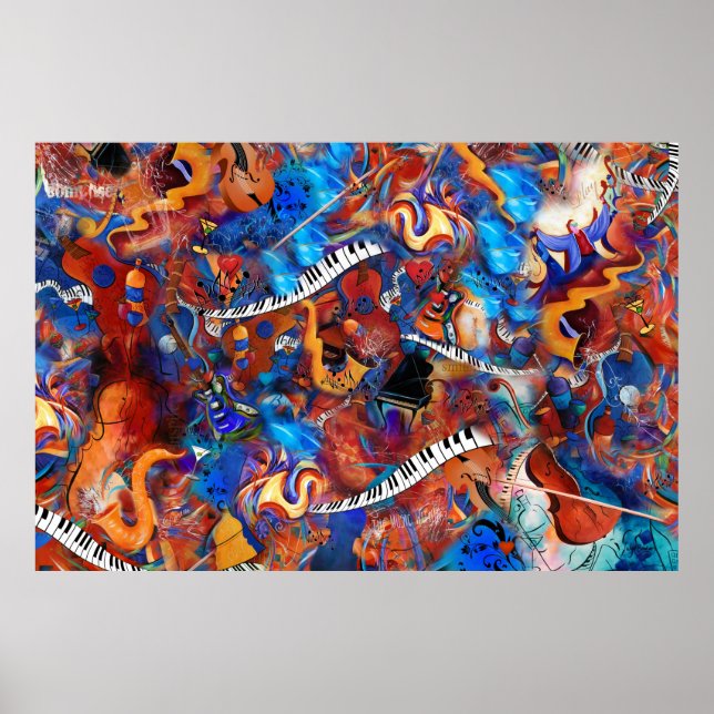 Affiche Piano Guitare Saxophone Musique Madère (Devant)