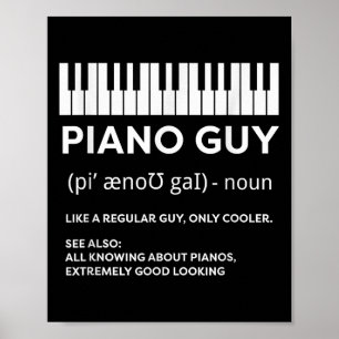 Affiche Piano Guy Chemise Pianiste Man Joueur Clavier Drôl