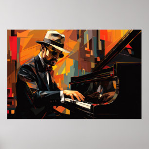 Affiche Piano Player Musique Peinture Art Décor Abstrait