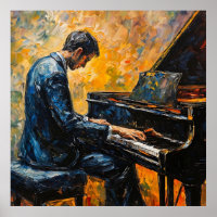 Piano Player - Peinture à l'huile