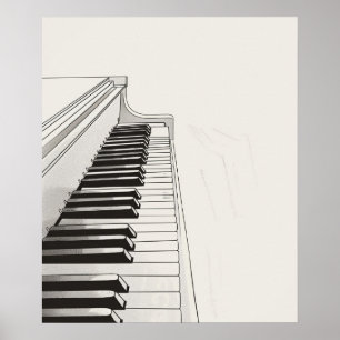 Affiche Piano touches musique minimaliste ligne art